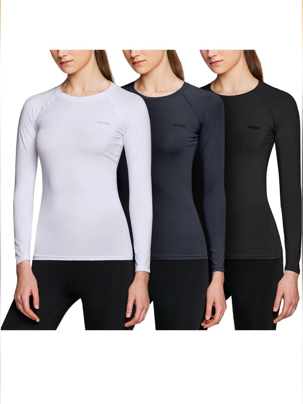 TSLA Women's Sports Compression Shirt Bundle Cool Dry Fit Long Sleeve